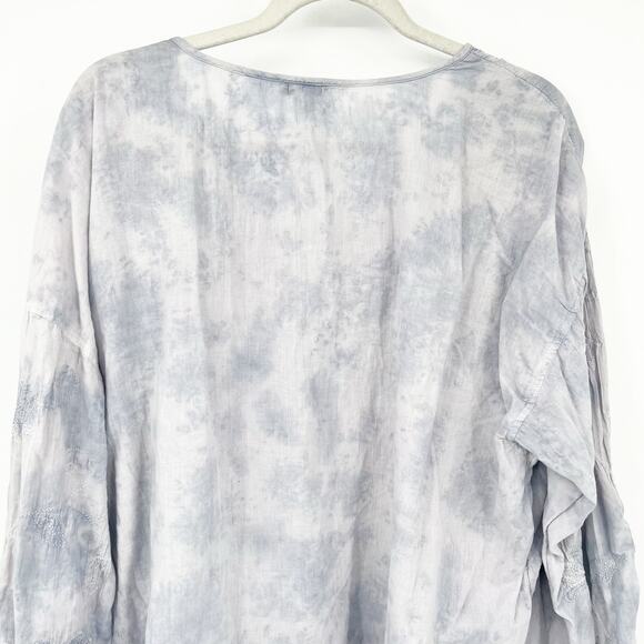 J. Jill Pure Jill Womens 100% Cotton Boho Tie Dye Embroidered Blouse Size‎ 2X - Picture 7 of 8